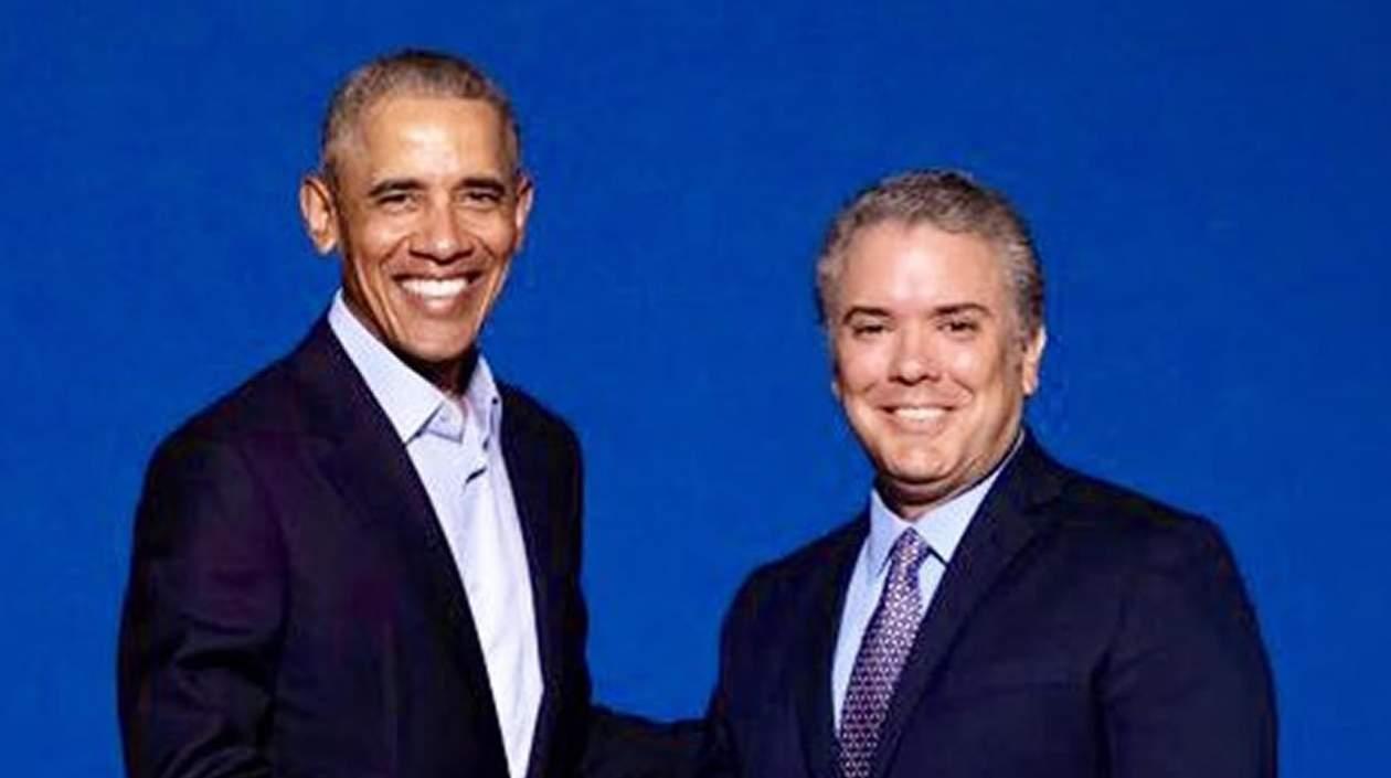 El exmandatario estadounidense Barack Obama con el Presidente electo Iván Duque.