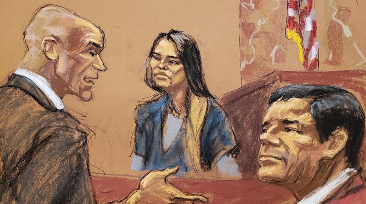 Ilustración del juicio a El Chapo en Estados Unidos.