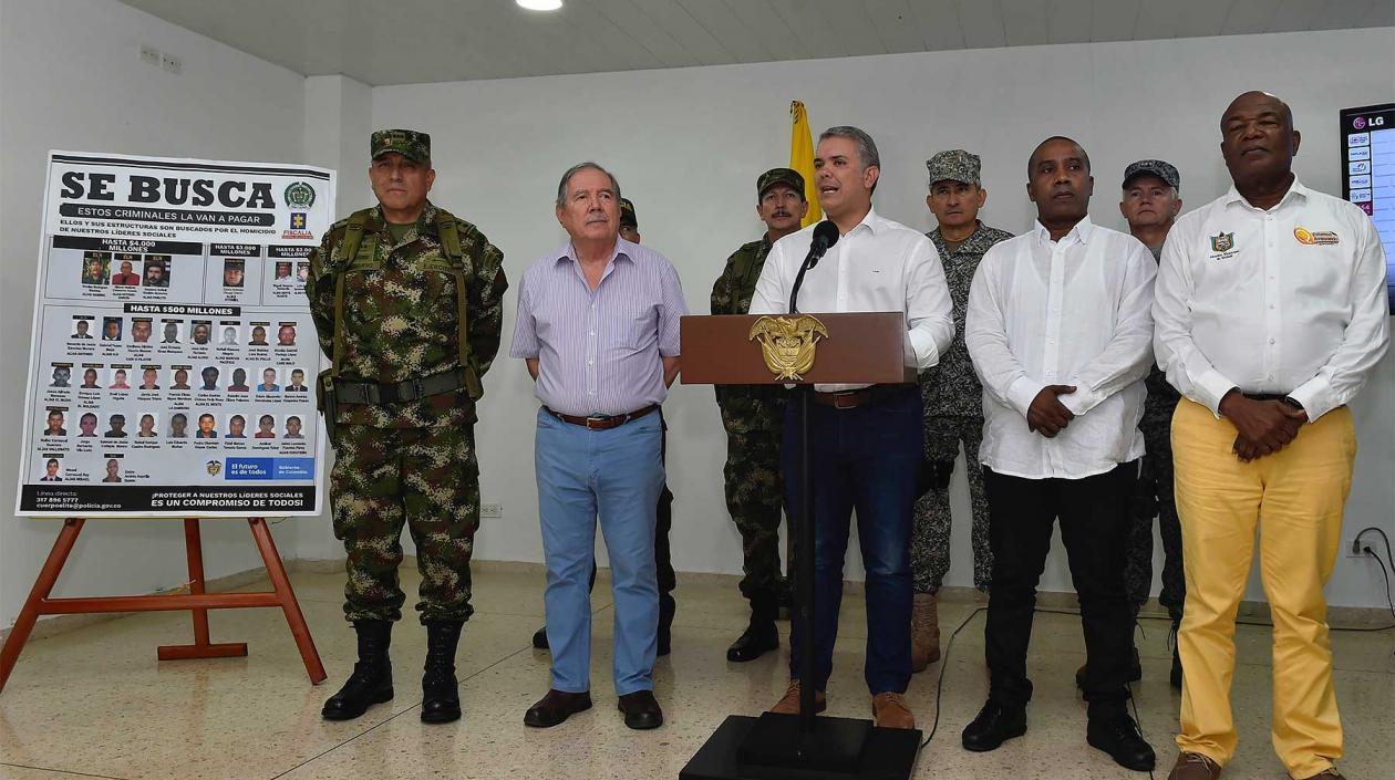 El Ministro de Defensa, Guillermo Botero y el Presidente Iván Duque.