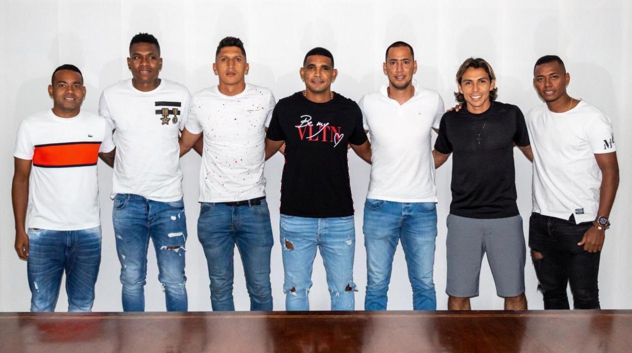 Los jugadores Armando Vargas, Stiwar Mena, Ramiro Sánchez, Luis Narváez, Brayner García, Diego Chica y James Castro.