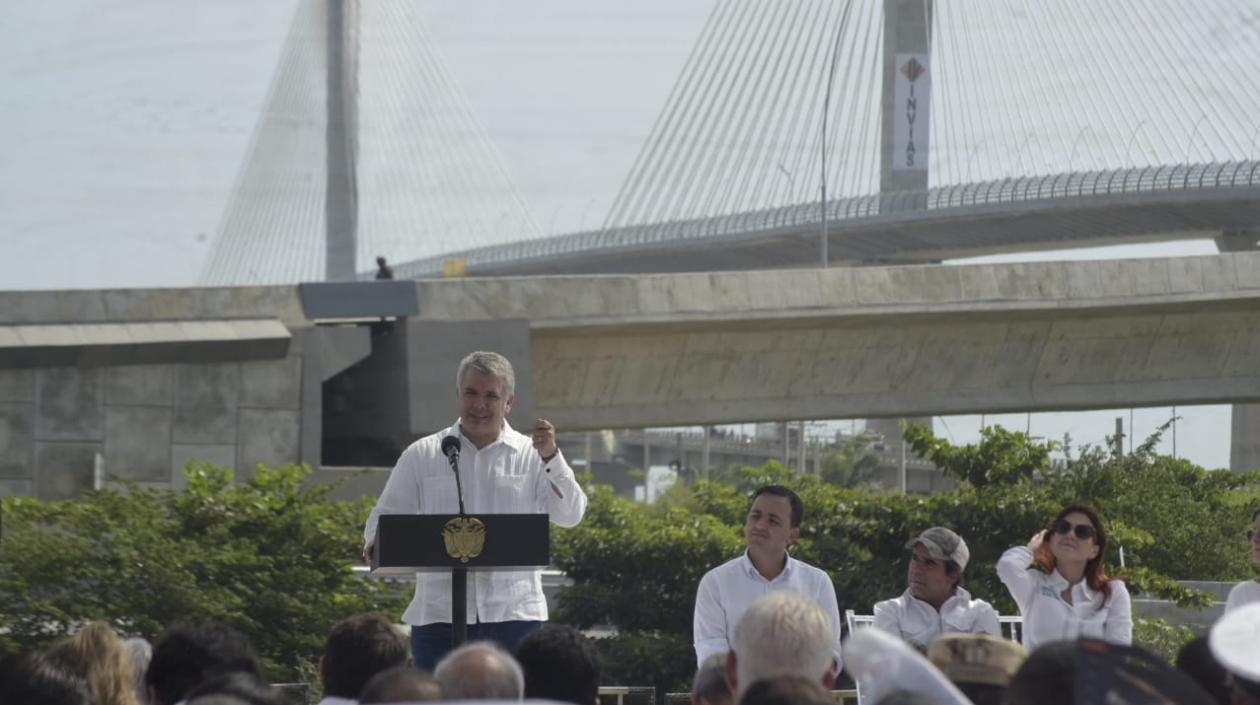 Presidente Iván Duque en la inauguración del nuevo Puente Pumarejo.
