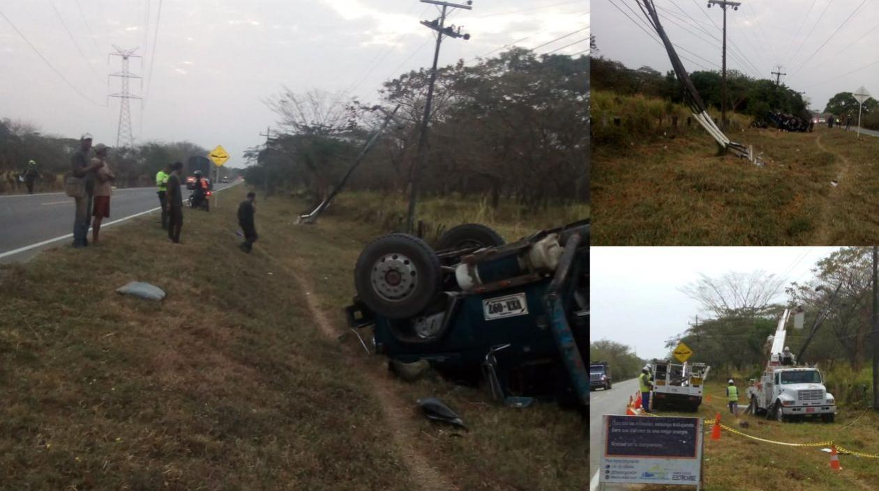 Accidente de vehículo contra poste ocasionó que varios corregimientos de Luruaco y Sabanalarga quedarán sin energía.