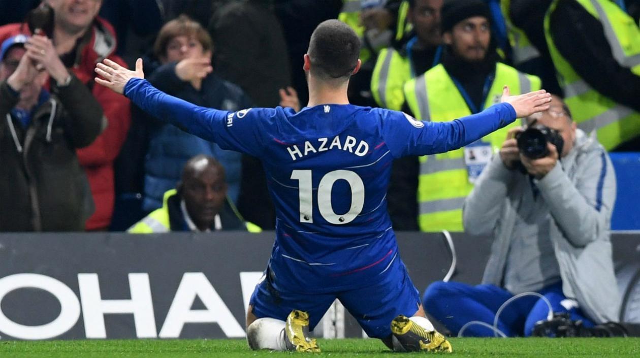Eden Hazard, jugador del Chelsea, celebra su gol. 
