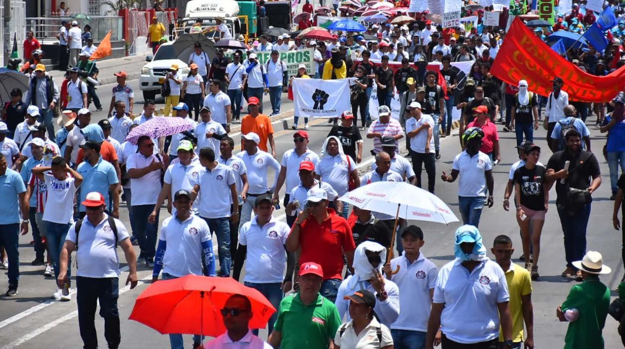 Marcha de Trabajadores en Barranquilla.