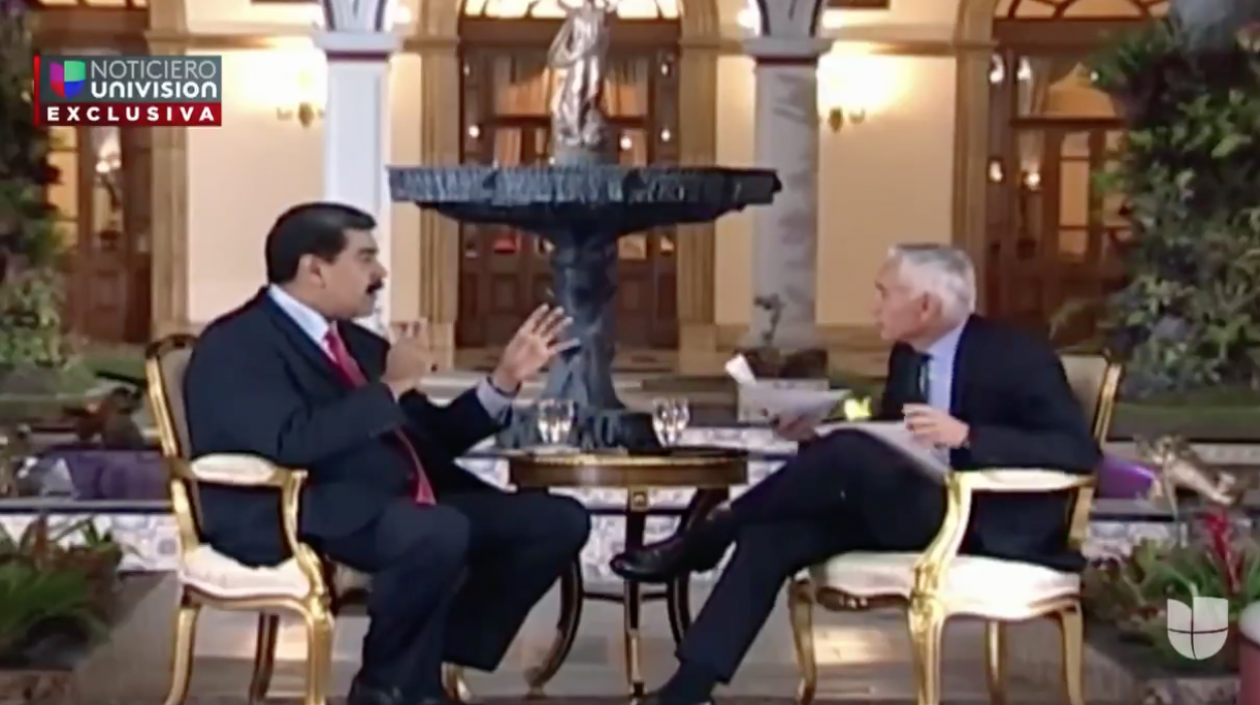El Presidente de Venezuela, Nicolás Maduro y el periodista Jorge Ramos.