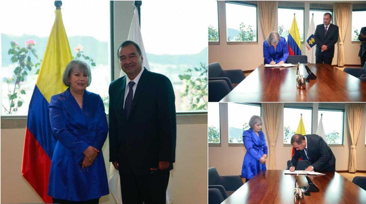 La Presidenta de la JEP, Patricia Linares, y el Fiscal general encargado, Fabio Espitia.