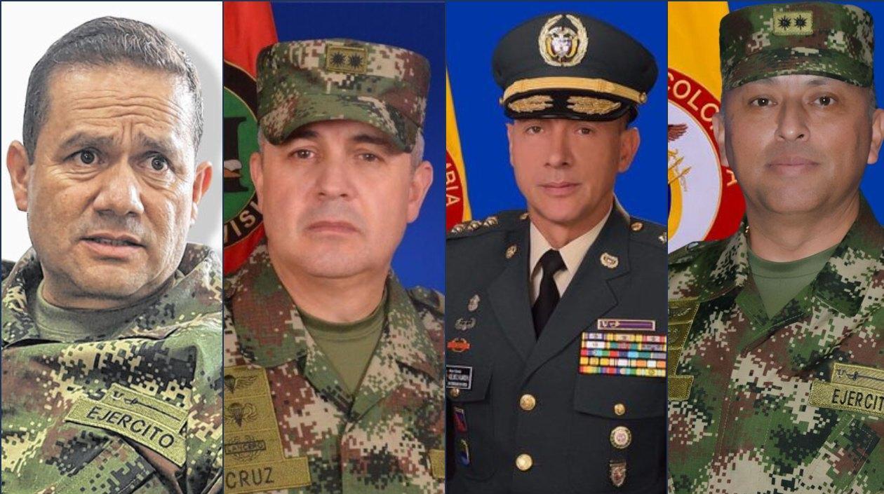 Generales Juan Trujillo, Francisco Cruz, Adelmo Fajardo y César Parra.