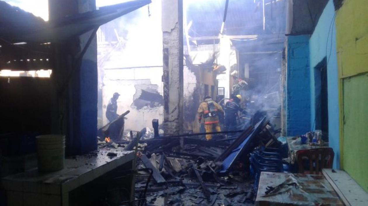 Foto del incendio en el mercado de Montería.
