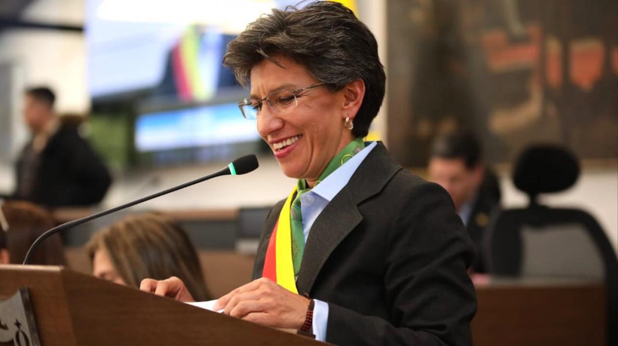 Claudia López durante el discurso de posesión.