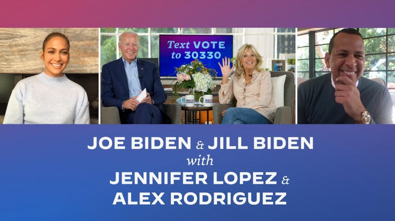 Jennifer López y Alex Rodríguez apoyan a Joe Biden.