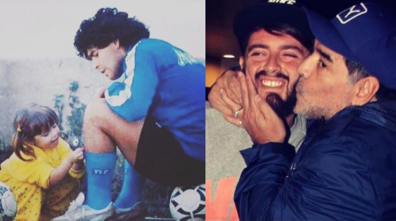 Dama Maradona y Diego Junior con su papá.