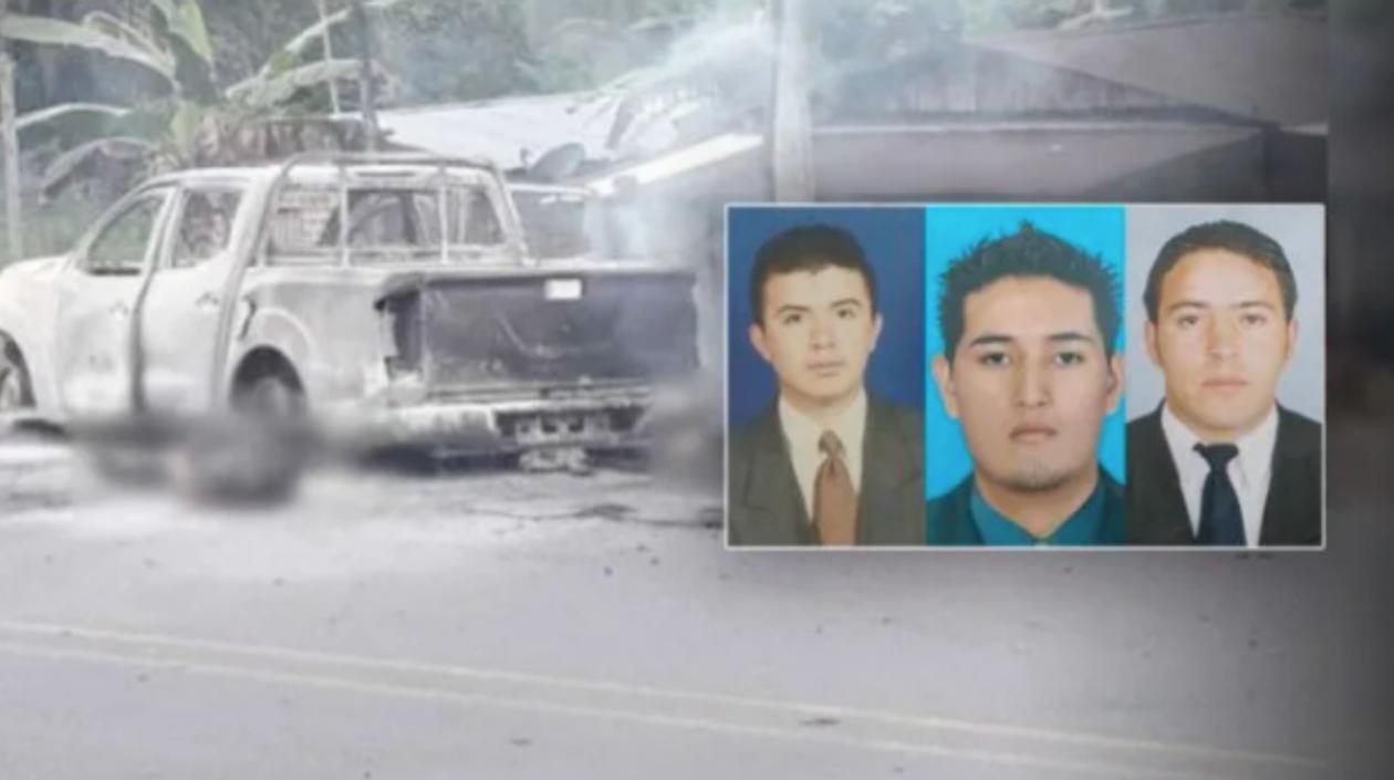 Los tres investigadores del CTI fueron asesinados cuando se movilizaban en esta camioneta. 