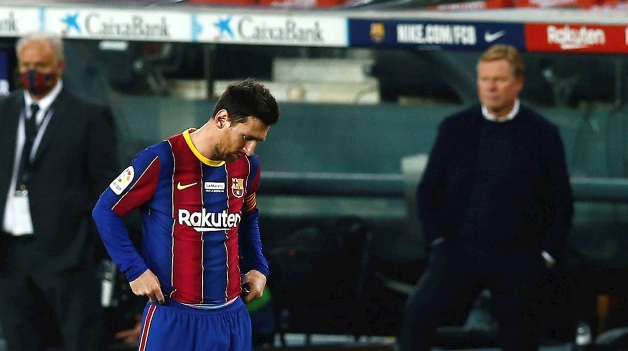 Lionel Messi tras el empate del Valencia. 