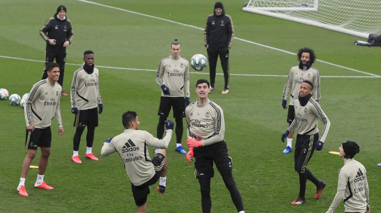 Jugadores del Real Madrid durante un entrenamiento. 
