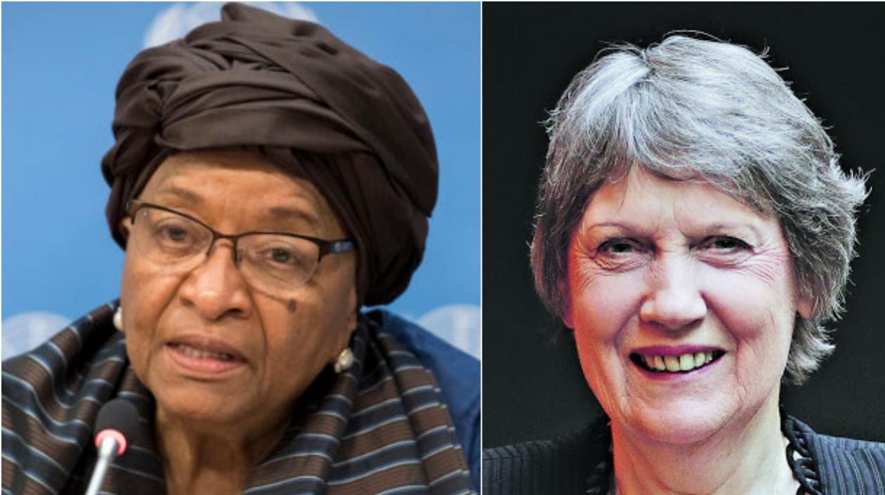  La expresidenta liberiana Ellen Johnson Sirleaf y la exprimera ministra neozelandesa Hellen Clark.