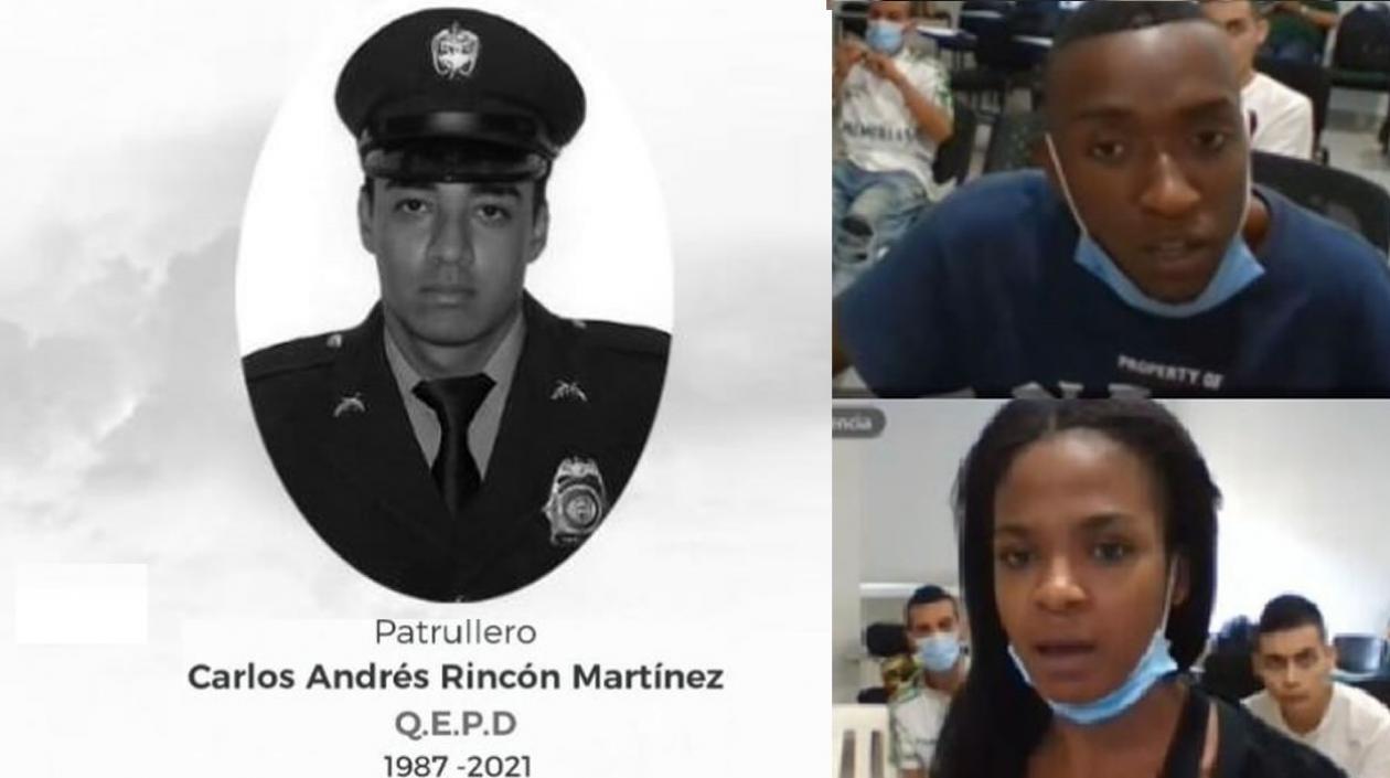 Carolina Montaño Cuero y Cristian Cortés Ortiz, señalados por por el asesinato del agente de la Policía Carlos Rincón Martínez
