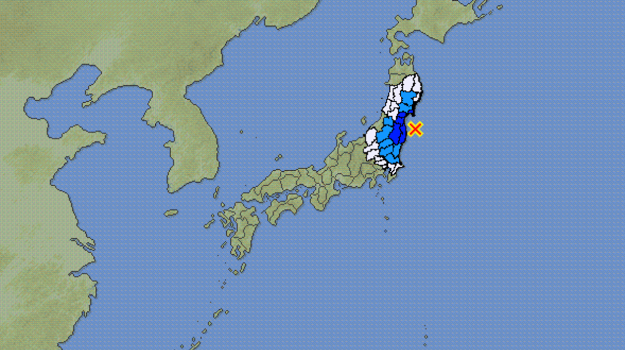 Mapa del sismo en Japón.