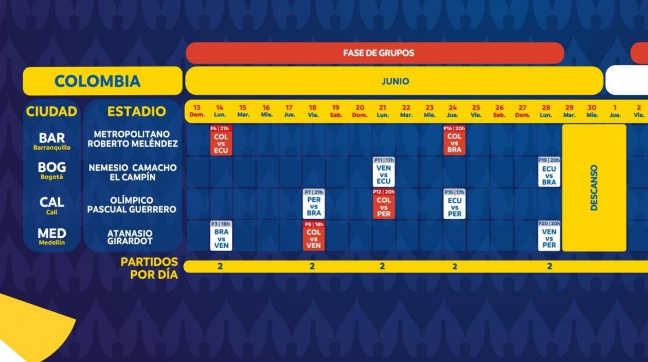 El calendario de la Selección Colombia.