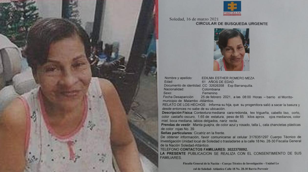Edilma Esther Romero Meza desapareció el pasado 25 de febrero. 