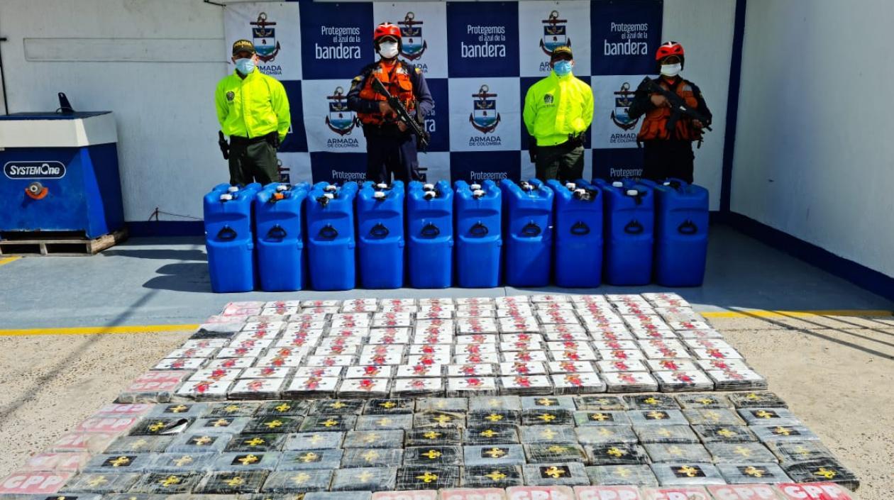 Droga incautada por la Armada Nacional en Cartagena. 