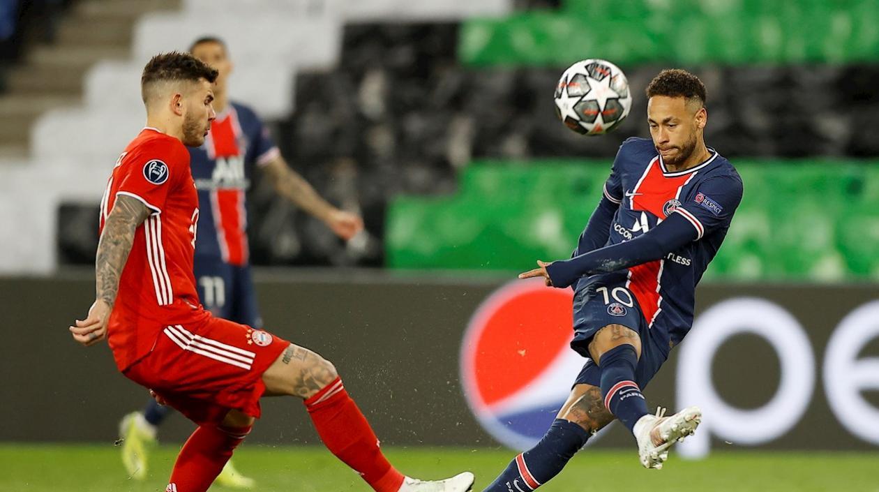 Neymar durante el partido con el Bayern. 