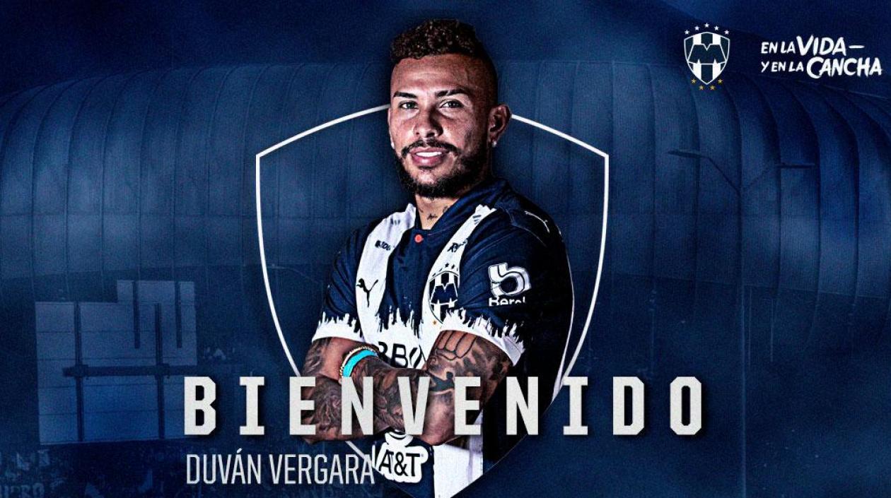 Duván Vergara fue anunciado por el Monterrey. 