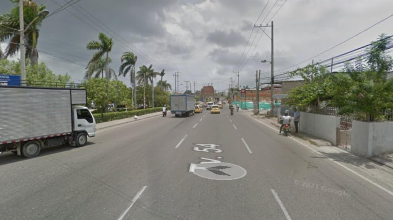 Avenida El Bosque, en Cartagena, donde resultó herido el patrullero de la Policía. 