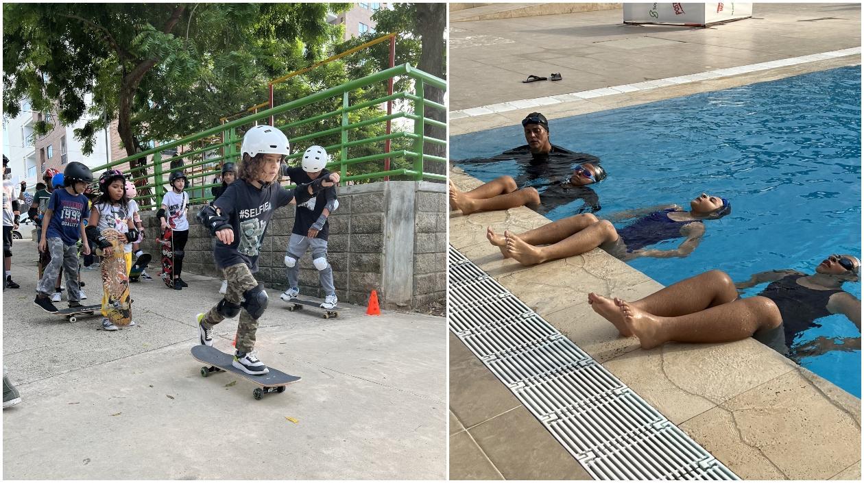 Escuelas de formación en patinaje y natación. 