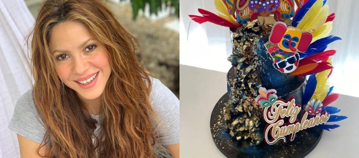 Shakira y una torta carnavalera que le regaló un fan.