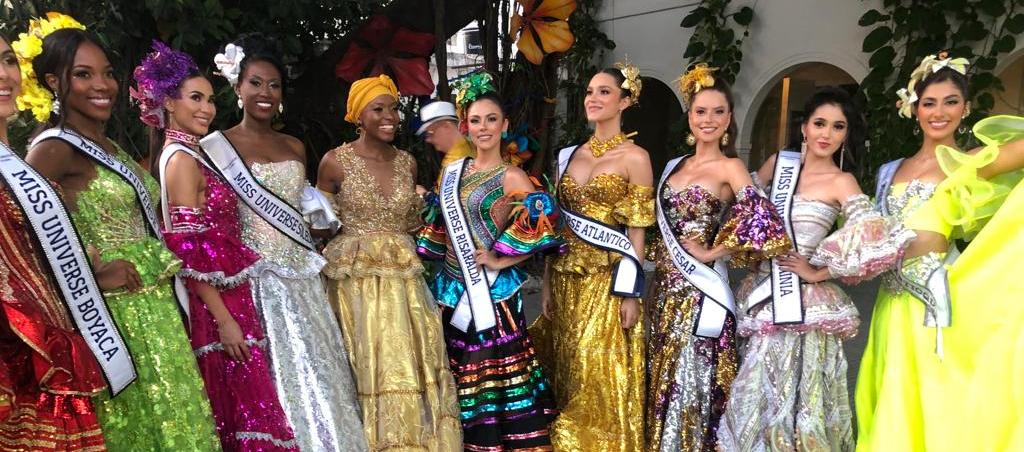 Algunas de las reinas que participaron en la Cumbiamba Real en la Noche de Guacherna.
