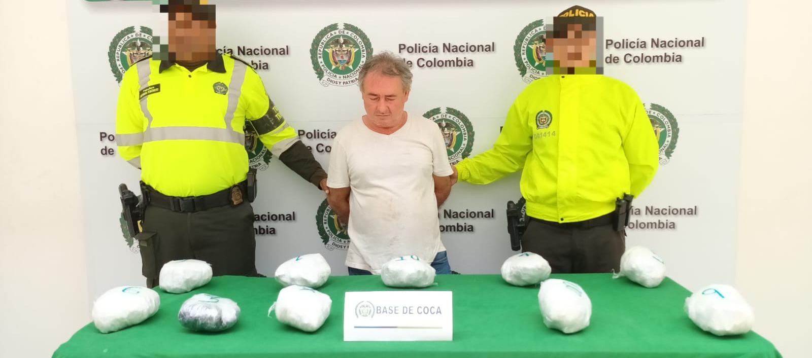 Aldemar Builes Cardona fue capturado con 10 kilos de coca