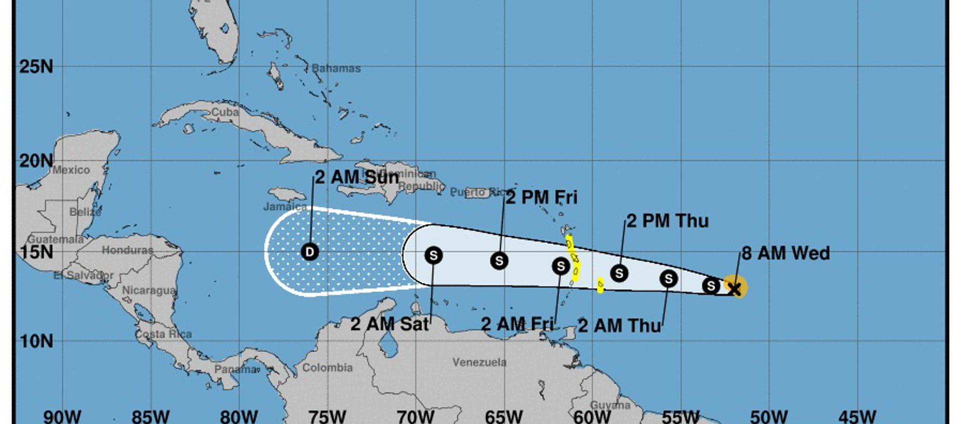 Esta la trayectoria que tendría la tormenta tropical por el Mar Caribe. 