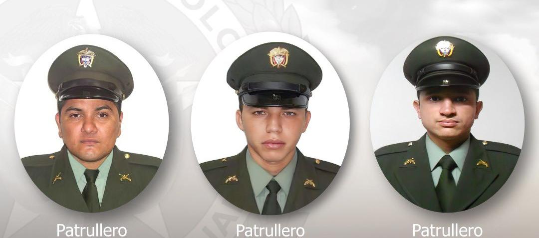 Renson García, Samir José Vega y Jerson David Cuevas, patrulleros asesinados.