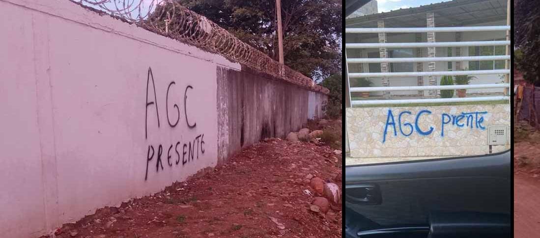 Los grafitis a nombre de las Autodefensas Gaitanistas de Colombia que aparecieron en Pueblo Bello