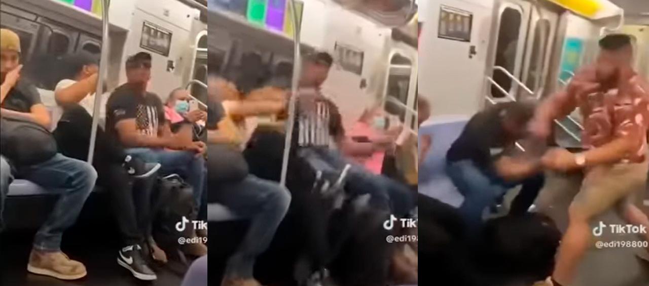 Secuencia de la trifulca entre dos pasajeros en el Metro de Nueva York.