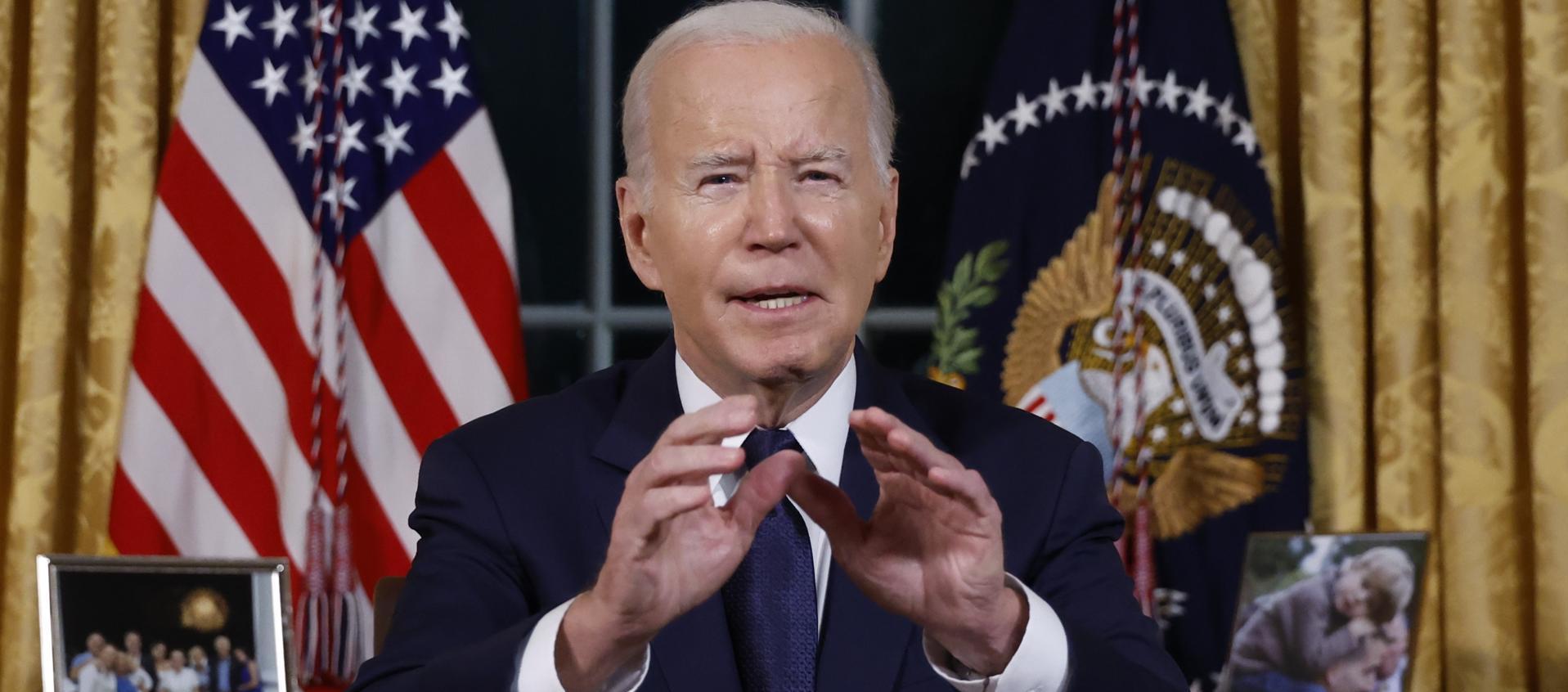 El presidente de Estados Unidos, Joe Biden, pronuncia un discurso desde el Despacho Oval, en Washington