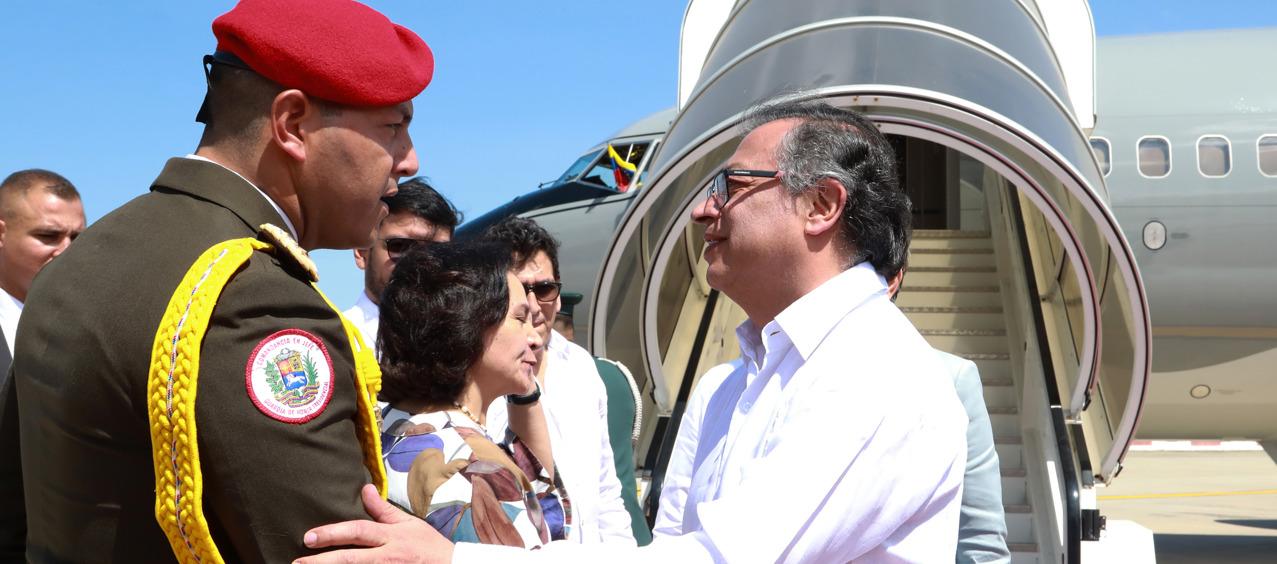 Presidente Petro a su llegada a Venezuela