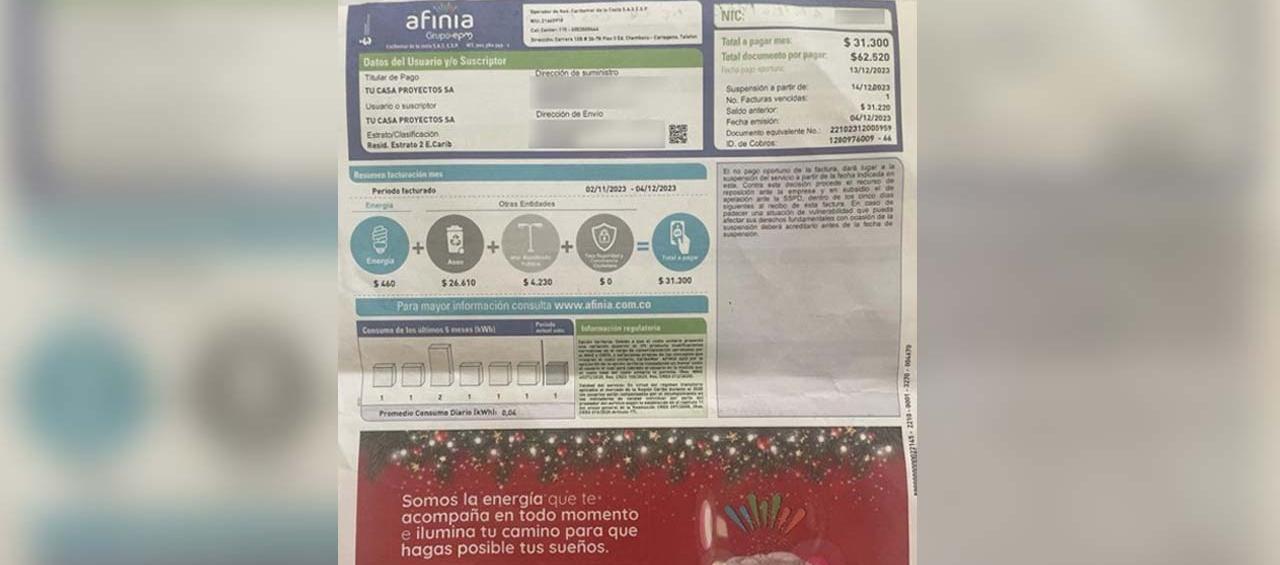 El impuesto se cobrará a través del recibo de la energía de la empresa Afinia, empresa prestadora en Bolívar