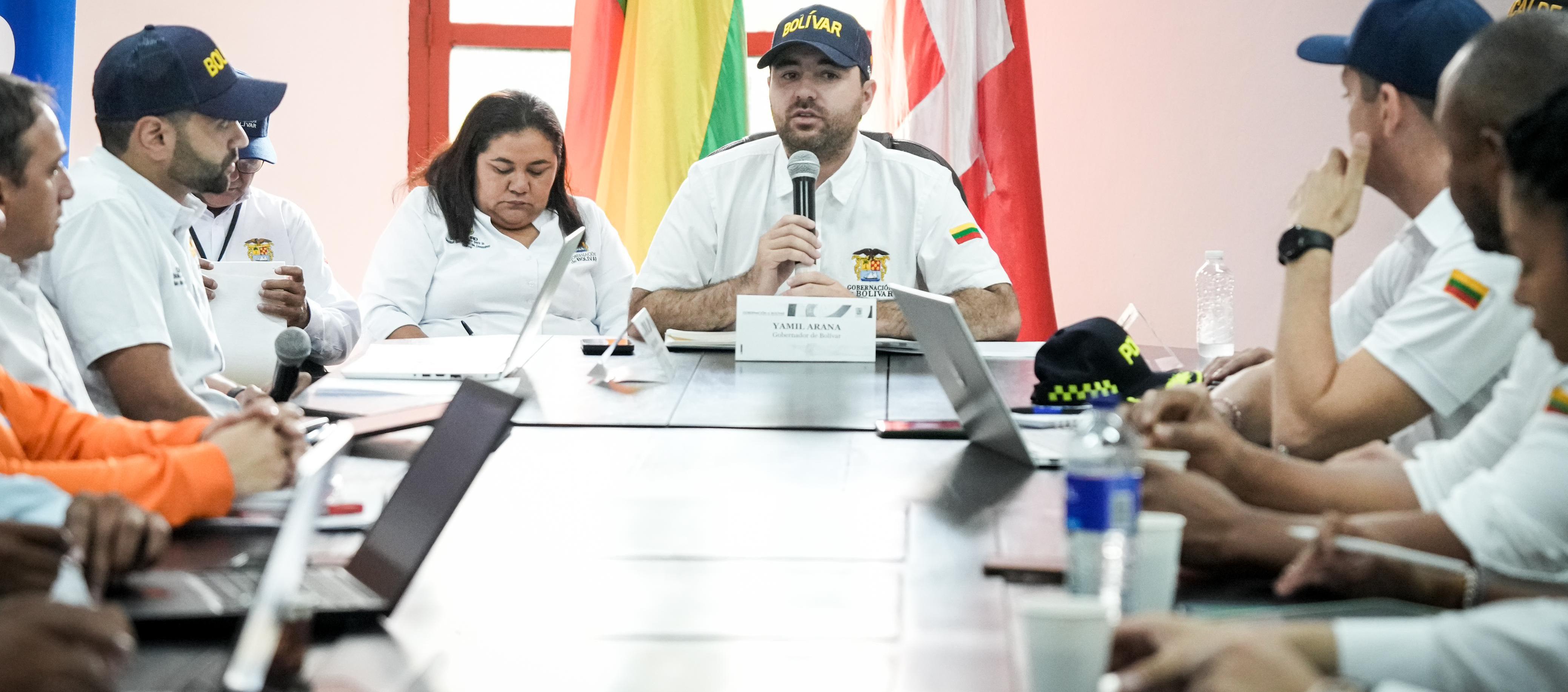 Consejo de gestión del riesgo de Bolívar que presidió el gobernador Yamil Arana