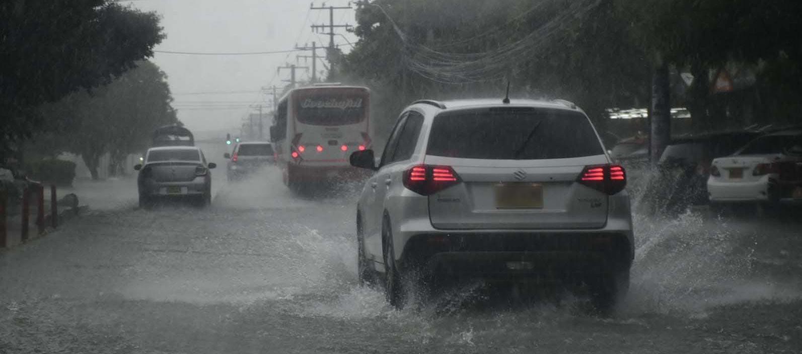 Aspecto de la lluvia en Barranquilla. 