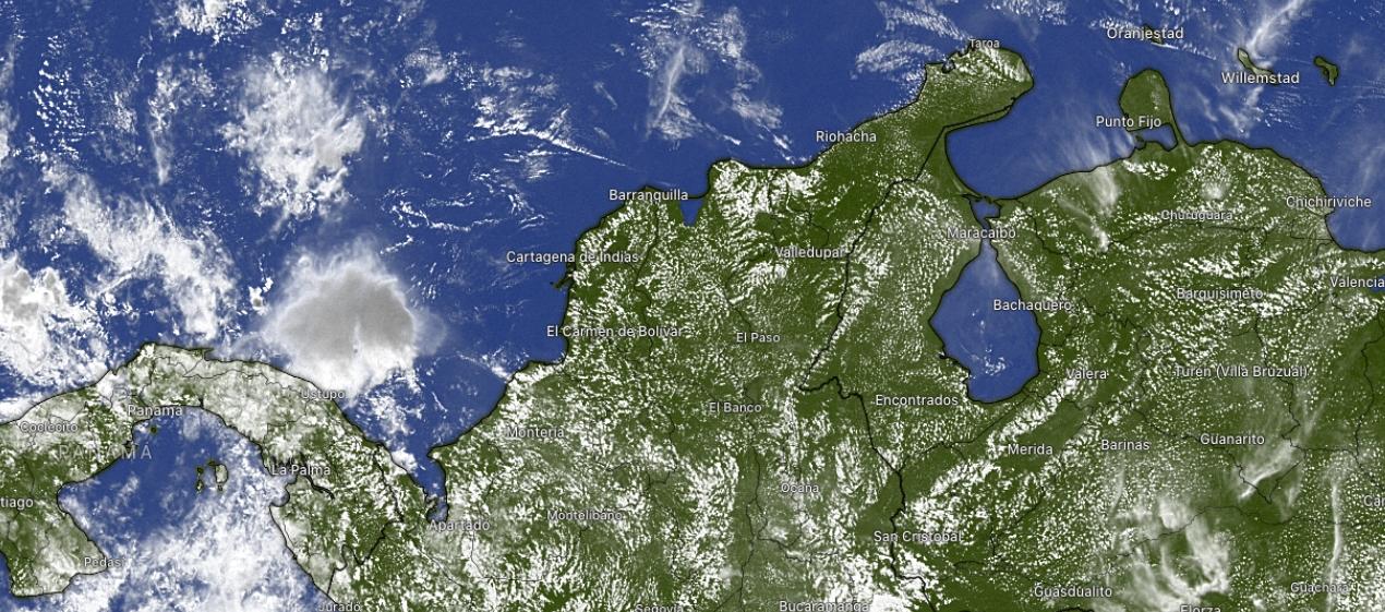 Imagen satelital de la Región Caribe colombiana. 