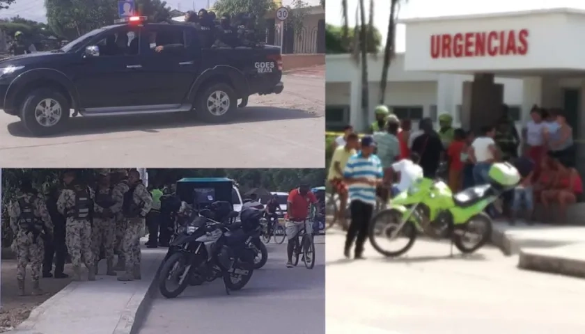 La Policía y el Ejército en el municipio de Campo de la Cruz. La víctima mortal falleció en el hospital.