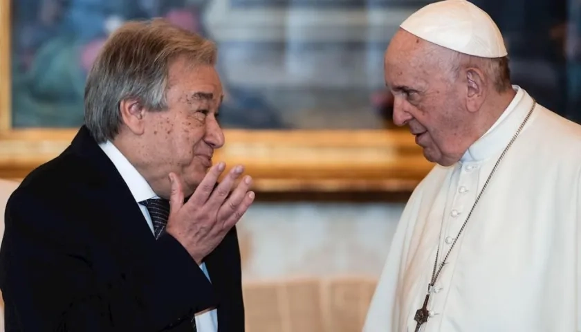 António Guterres y el Papa Francisco.