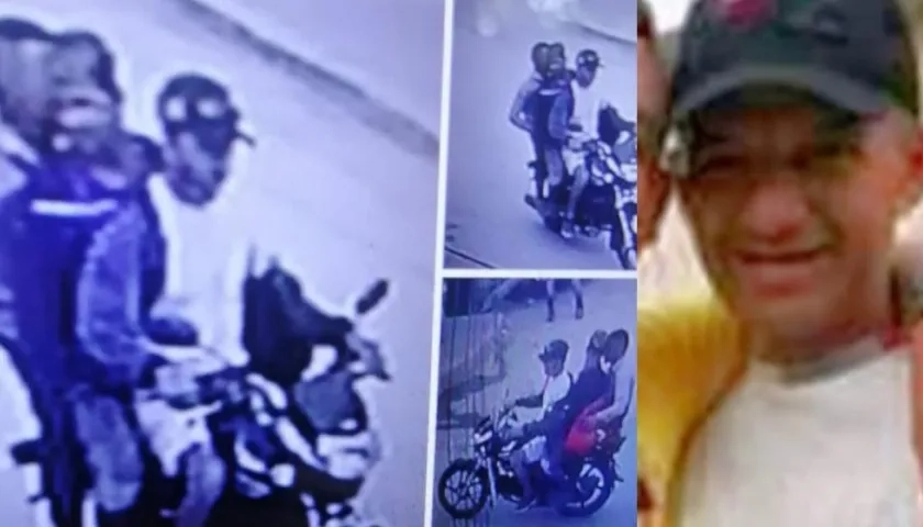 Jony José Cárdenas Vanegas e imágenes de la cámara de seguridad que grabó al mototaxista junto a los dos hombres que le solicitaron la carrera antes de desaparecer. 
