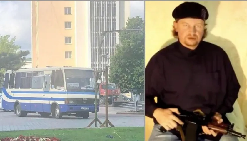 El hombre que secuestró un bus en Ucrania.