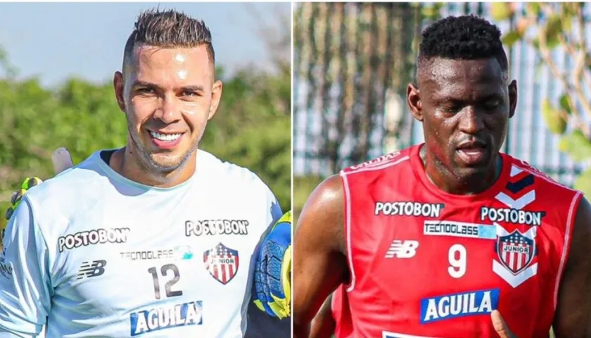 Eder Chaux y Cristian Martínez Borja, jugadores de Junior. 