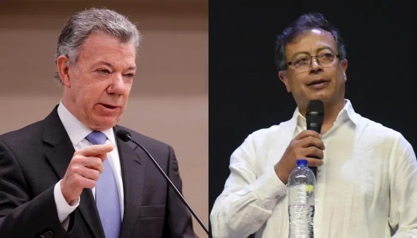 Expresidente Juan Manuel Santos y presidente Gustavo Petro.