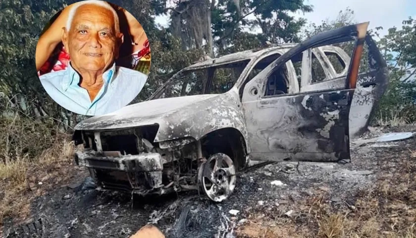 La camioneta del ganadero Heriberto Urbina fue hallada incinerada en la Serranía del Perijá