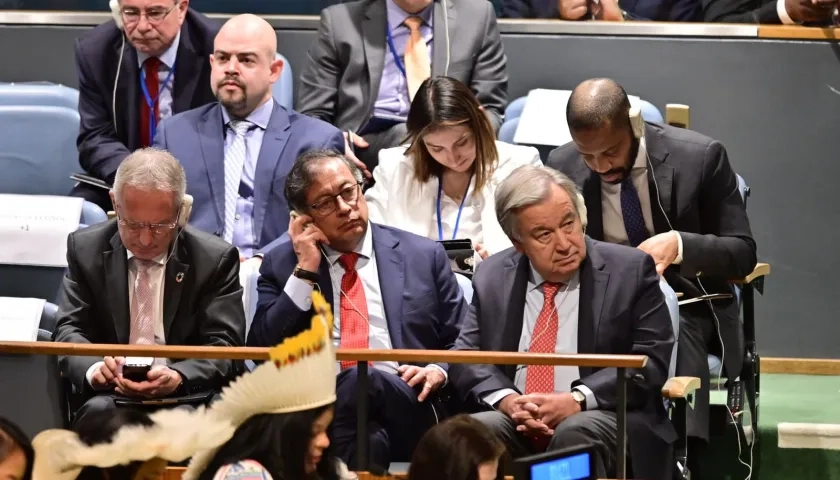 El Presidente Petro este lunes en un foro en la sede de Naciones Unidas.