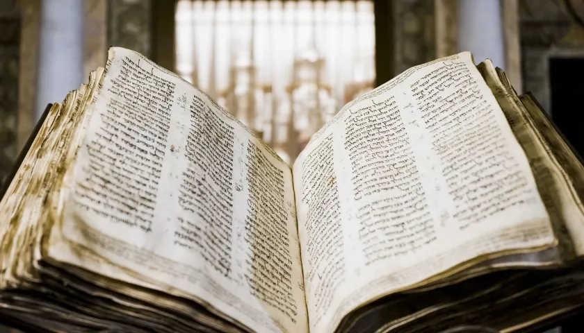  Fotografía cedida por Sotheby's donde se ve La Biblia hebrea más antigua 
